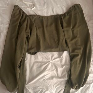 Altar'd State Olive Green Off-Shoulder Blouse